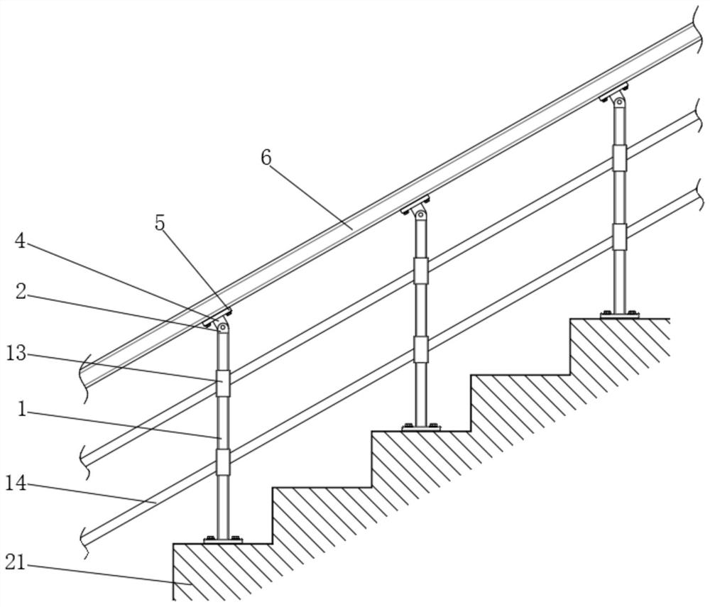 Assembly type glass railing copper handrail mounting structure