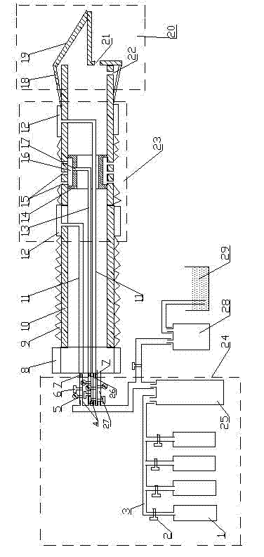 Drilling and reflection reducing integrated device for tectonic coal development area