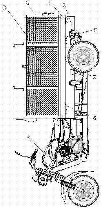 Small-sized sanitation vehicle with self-discharging function