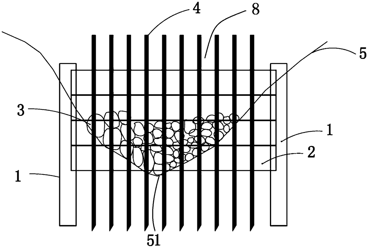 Simple sediment retaining siltation promotion dam and construction method thereof