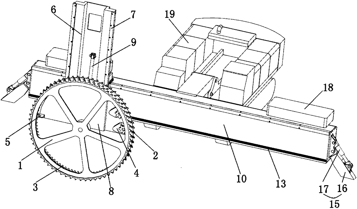Ditching device and rock stratum mining method using ditching device