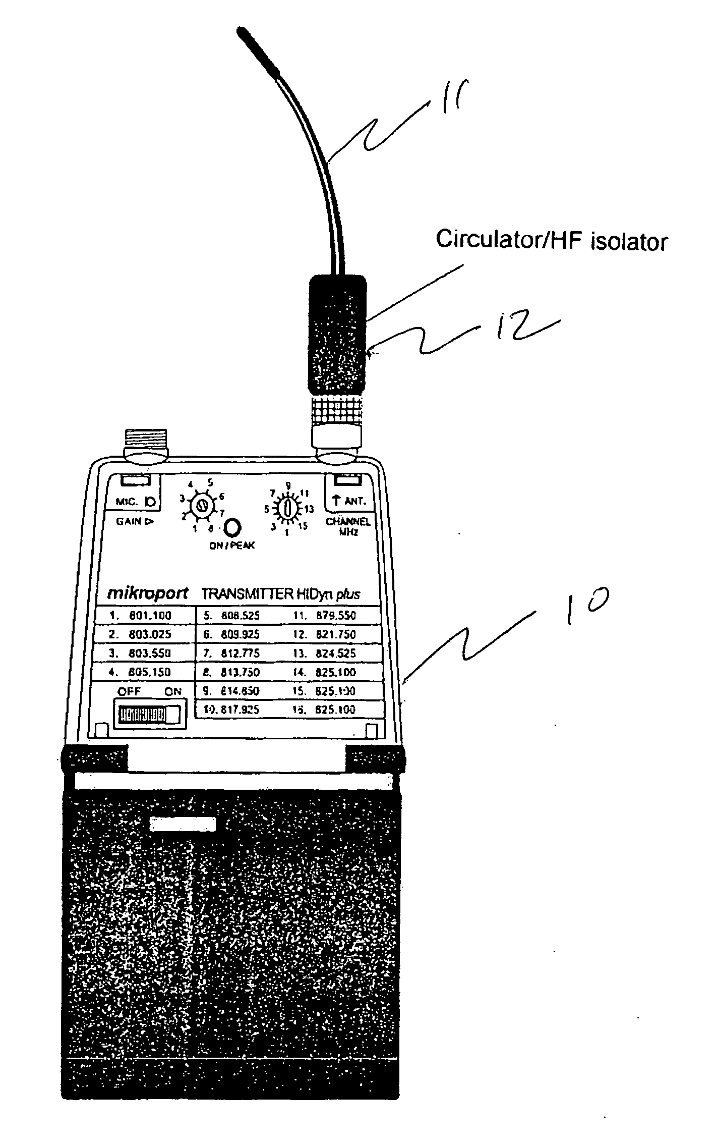 Microphone comprising an hf transmitter