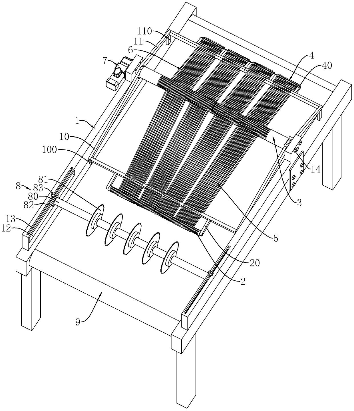 Noodle belt distributing and stacking machine