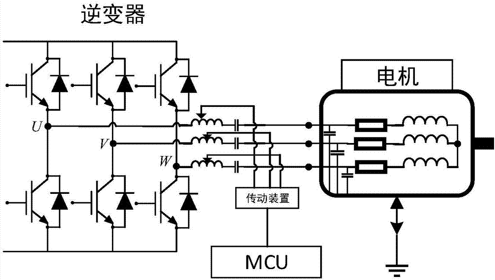 Common mode current suppression circuit of motor drive system