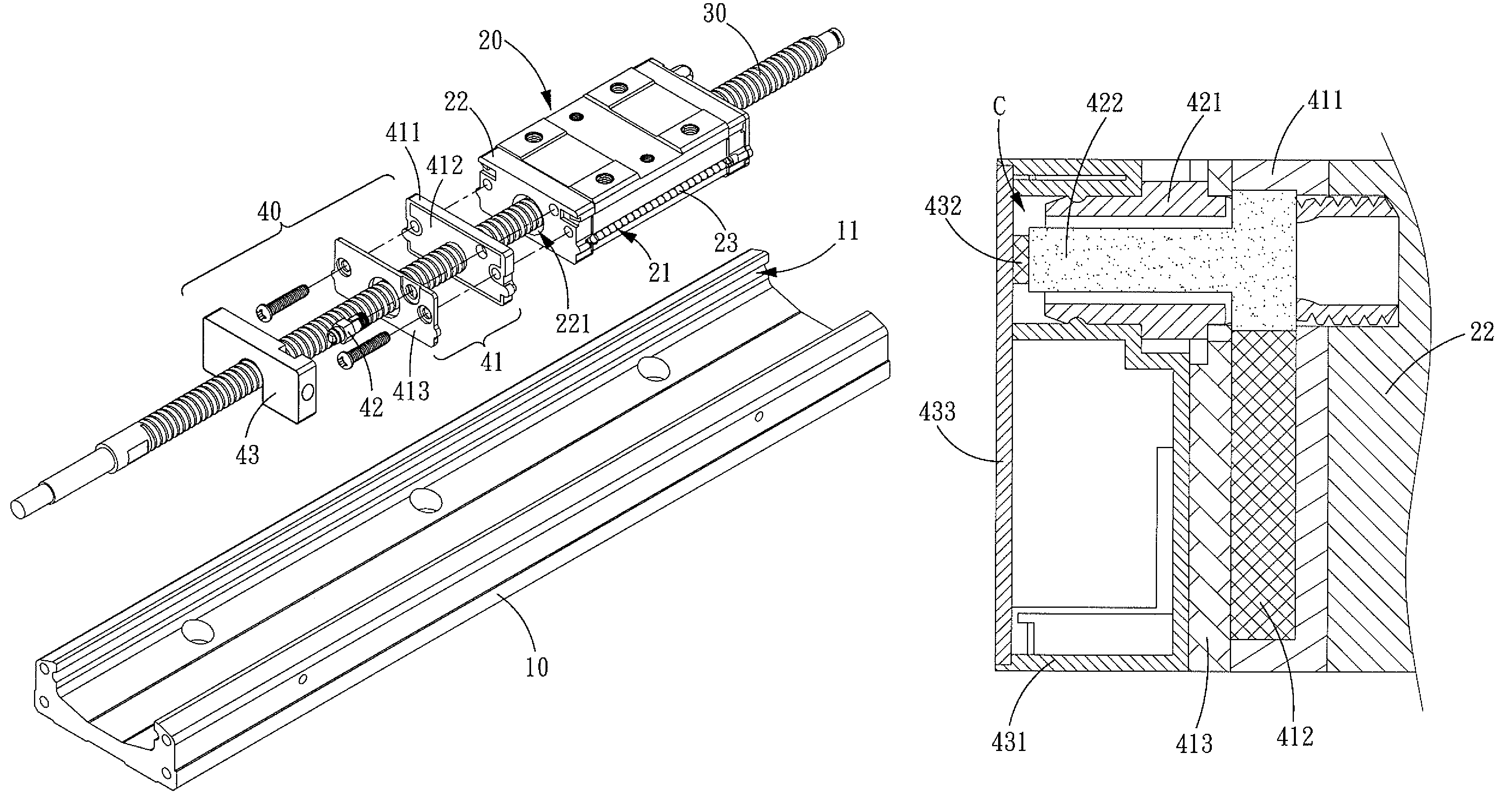 Linear driving device with a self-lubricating assembly