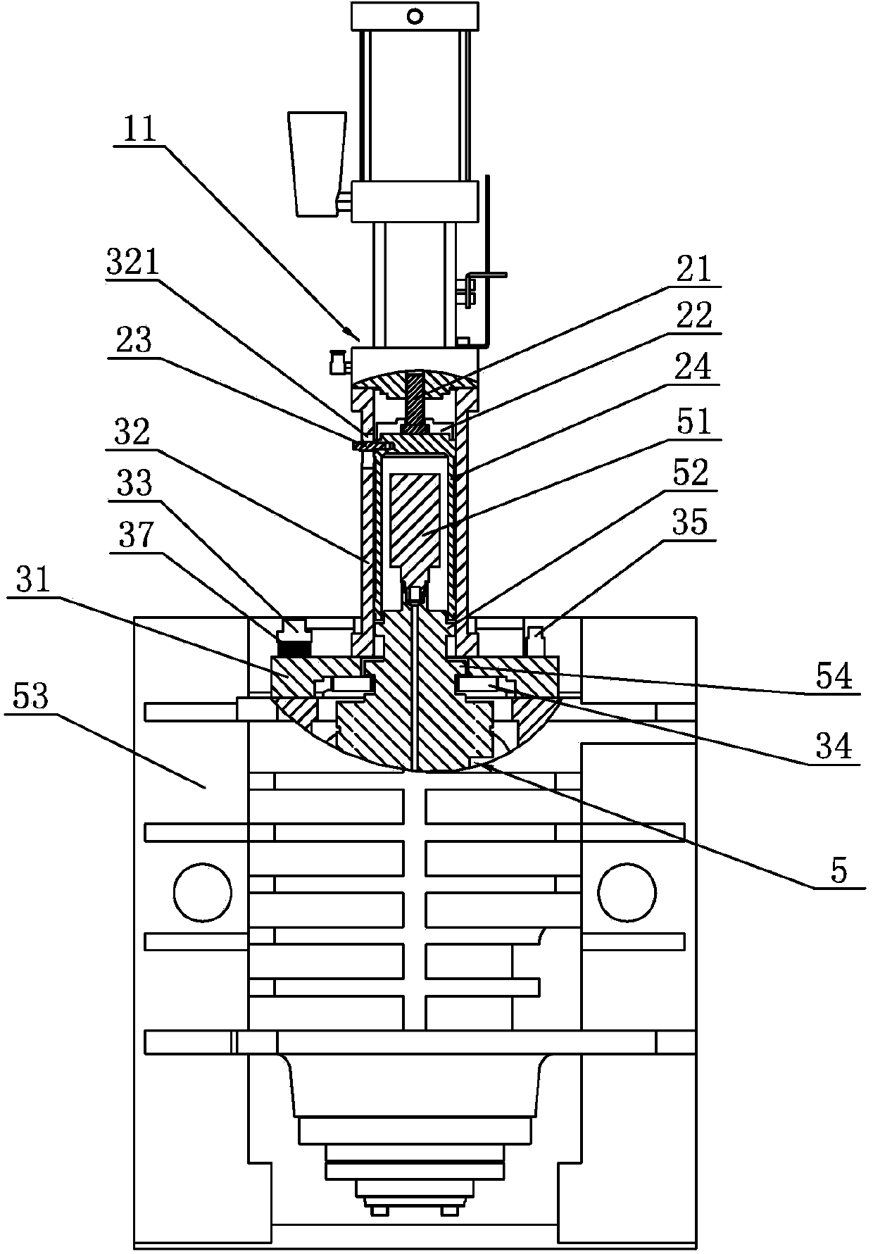 Floating cutter loosening device for central water discharging spindle