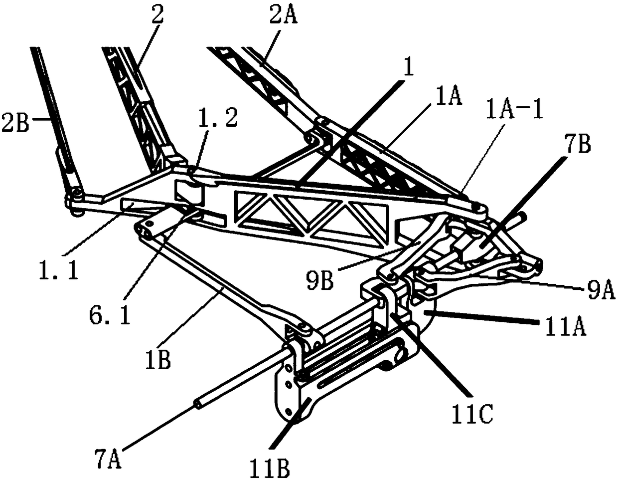 Folding wings of a flapping-wing aircraft that imitates folding wings of birds and bats