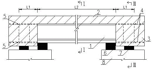 A hollow slab bridge structure with end beams and its construction method