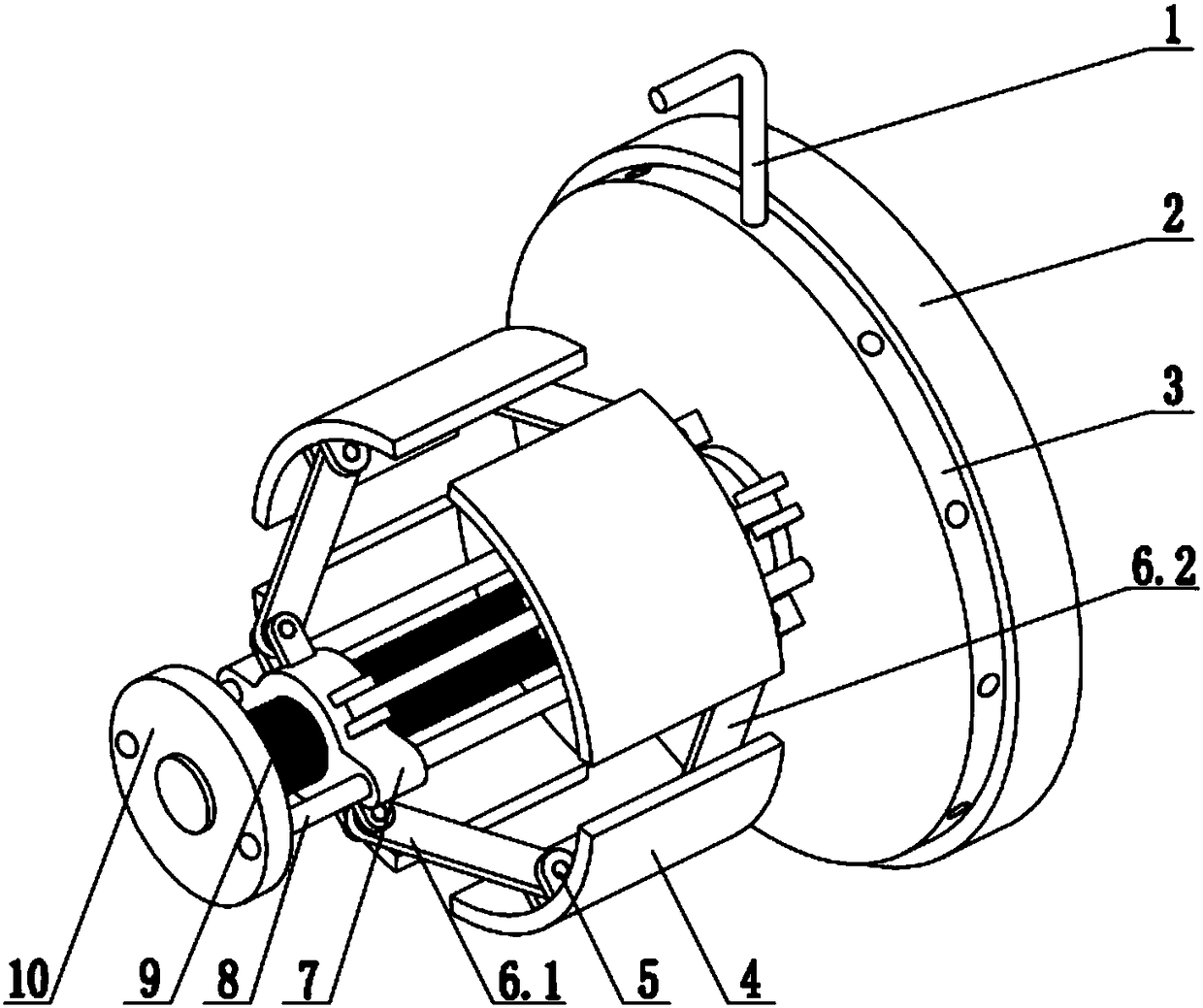 Rotary booster energy-absorbing cylinder fixing device