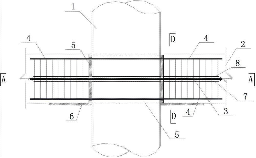 Prestressed concrete beam and circular steel pipe concrete column combined joint connected with regular rebars