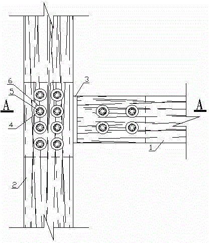 Bolted steel filling plate-sleeve connection node for beam-post wood structure