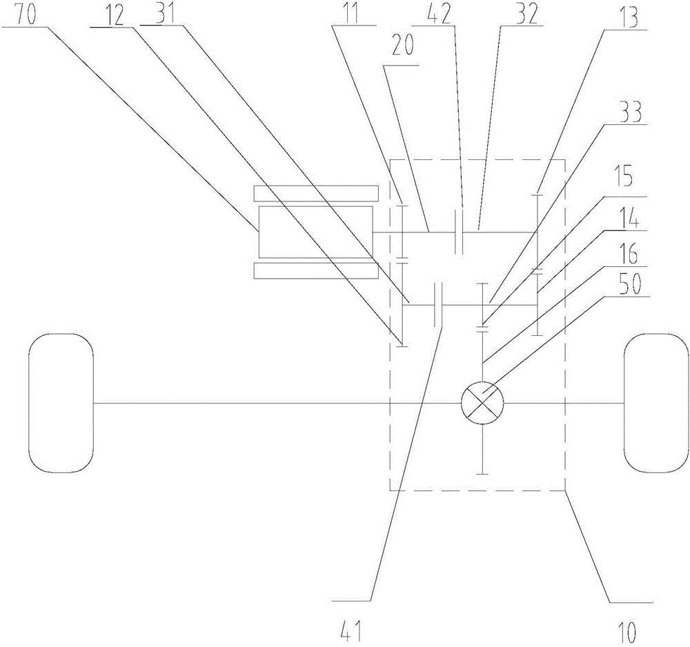 Horizontally-arranged single-power source vehicle drive assembly