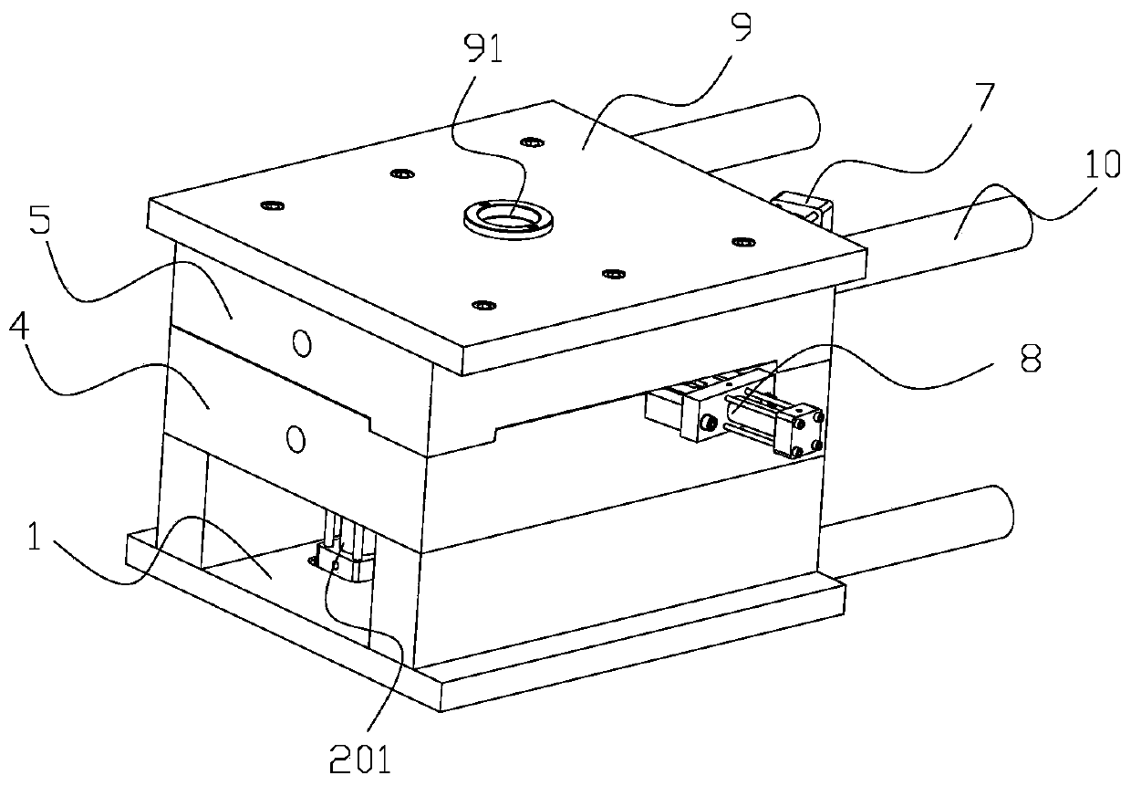 Injection molding device for plastic bend tube