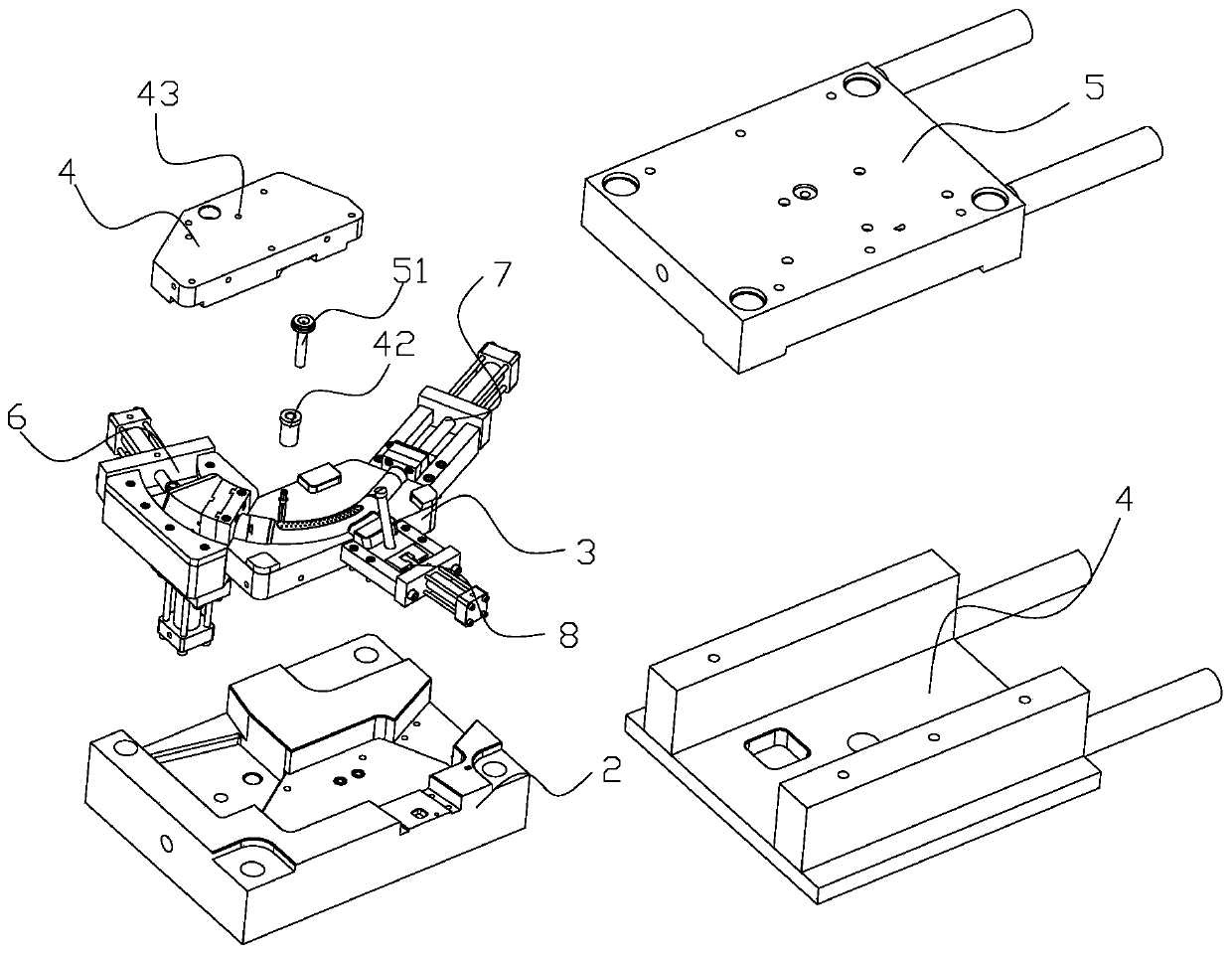 Injection molding device for plastic bend tube