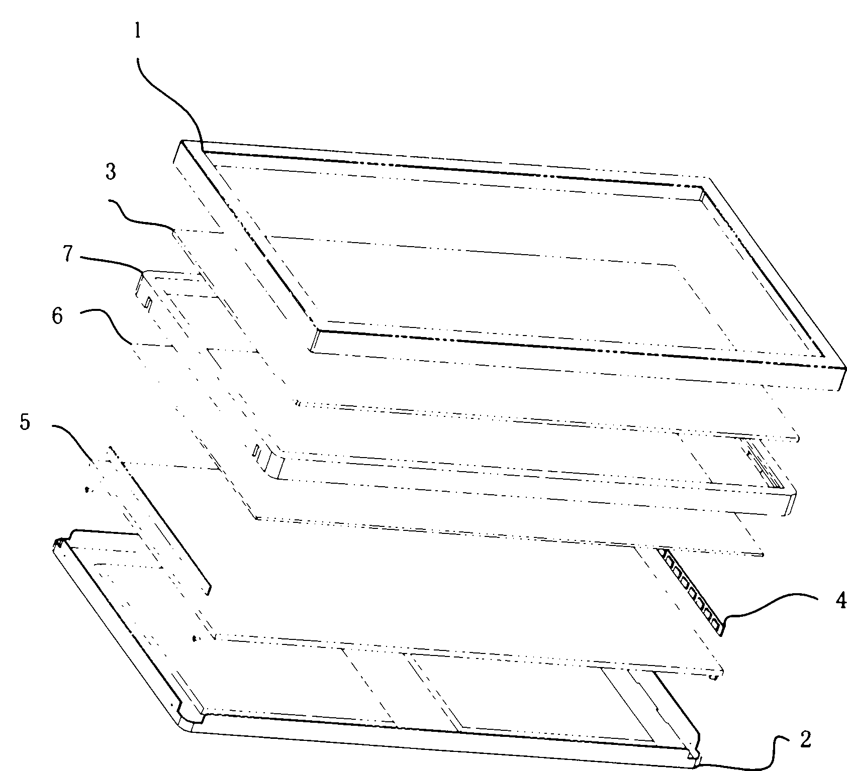 Combination method and structure of liquid crystal display device, liquid crystal panel and back light module