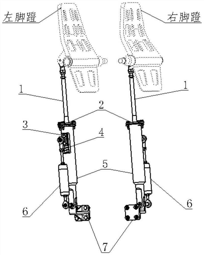 Helicopter simulator pedal brake simulation device