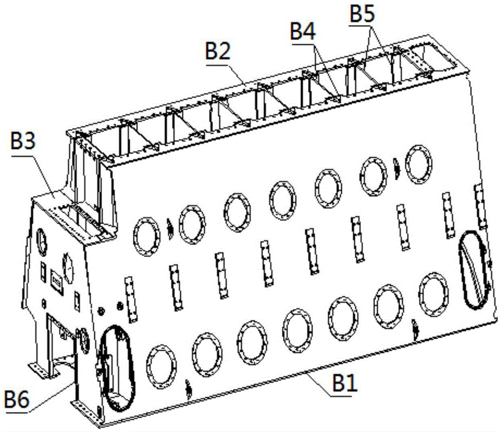 Laser standard scribing method for low-speed diesel engine frame for ship
