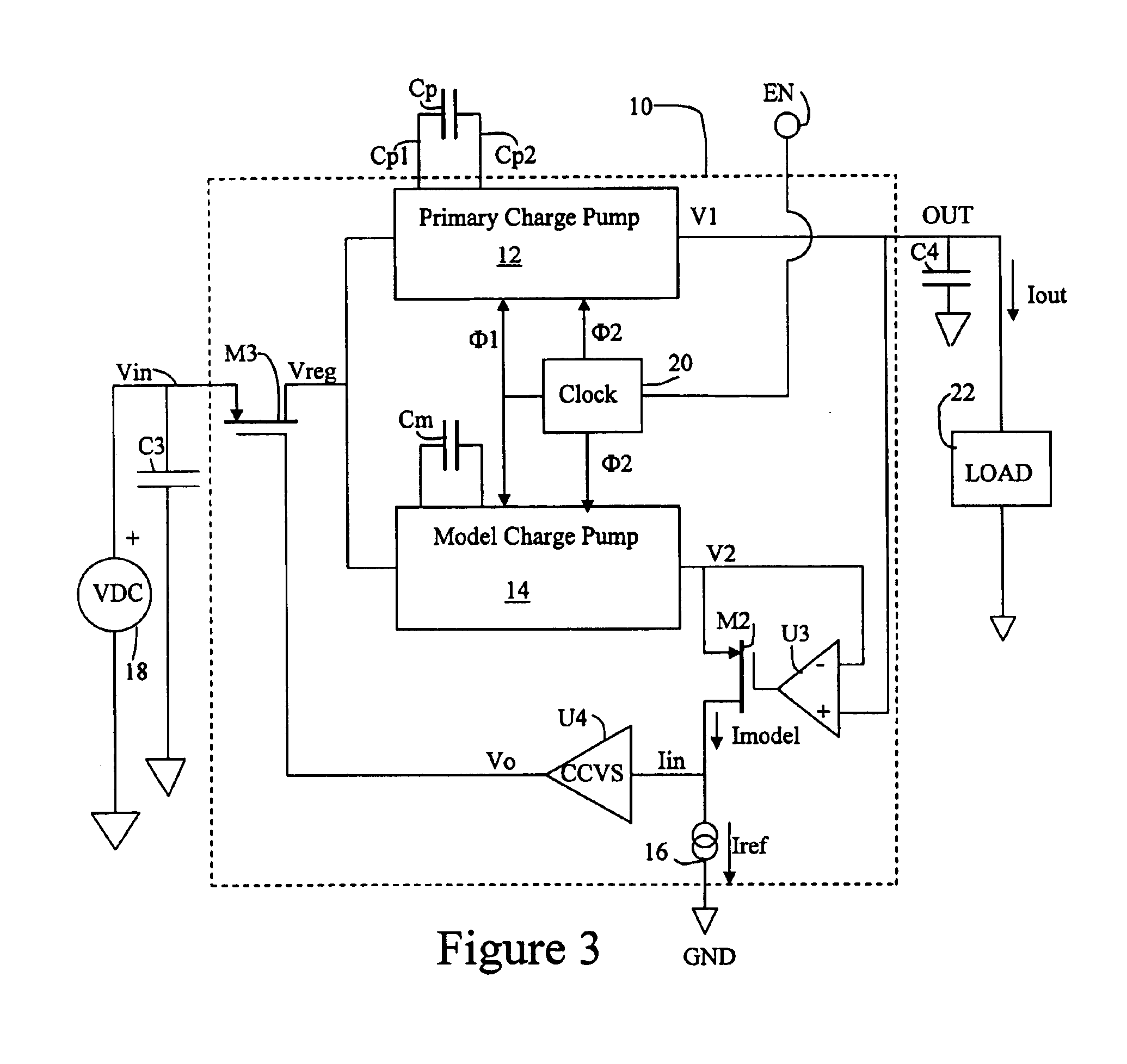 Integrated device providing current-regulated charge pump driver with capacitor-proportional current