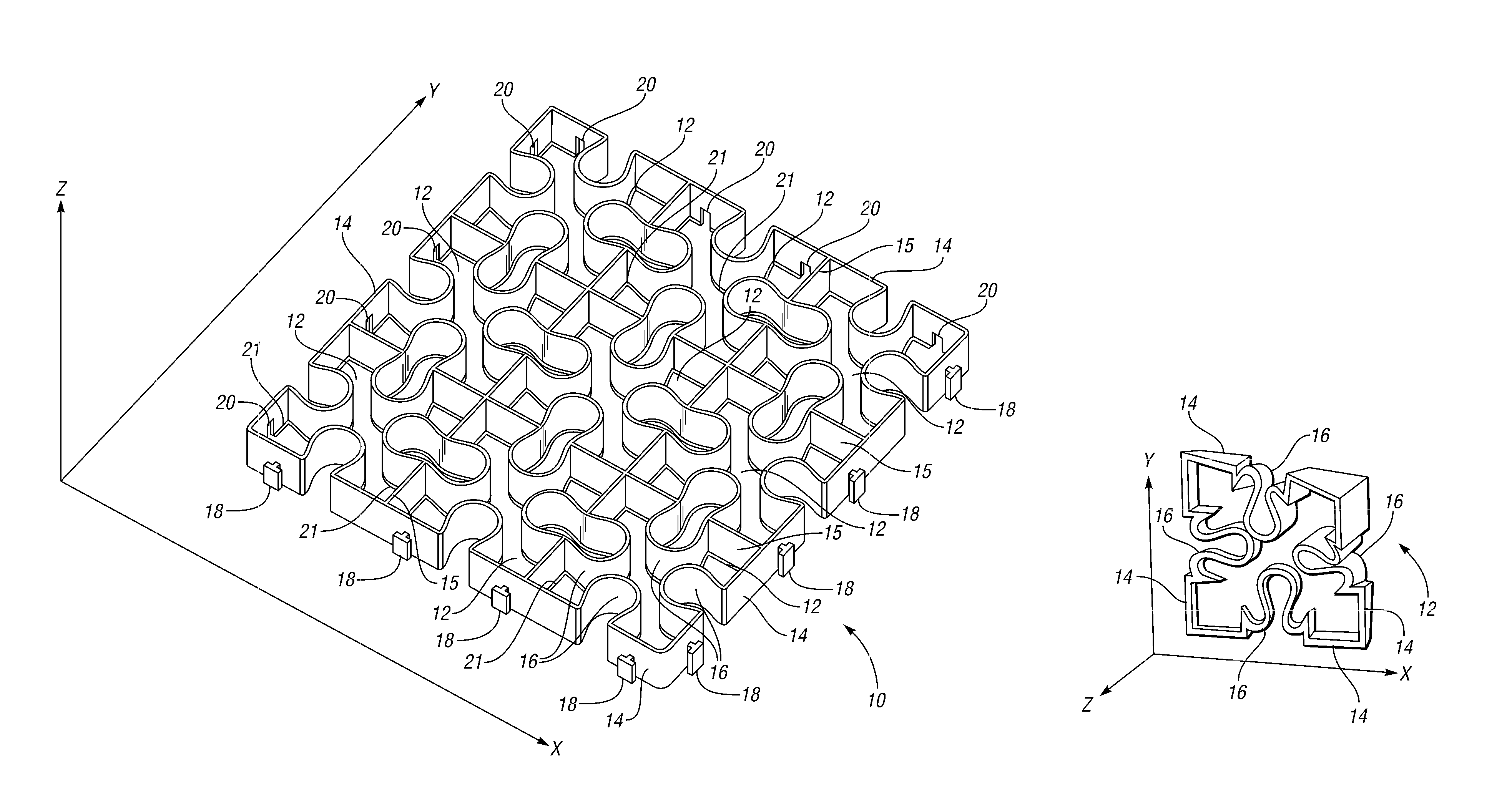 Continuous flexible support structure assembly