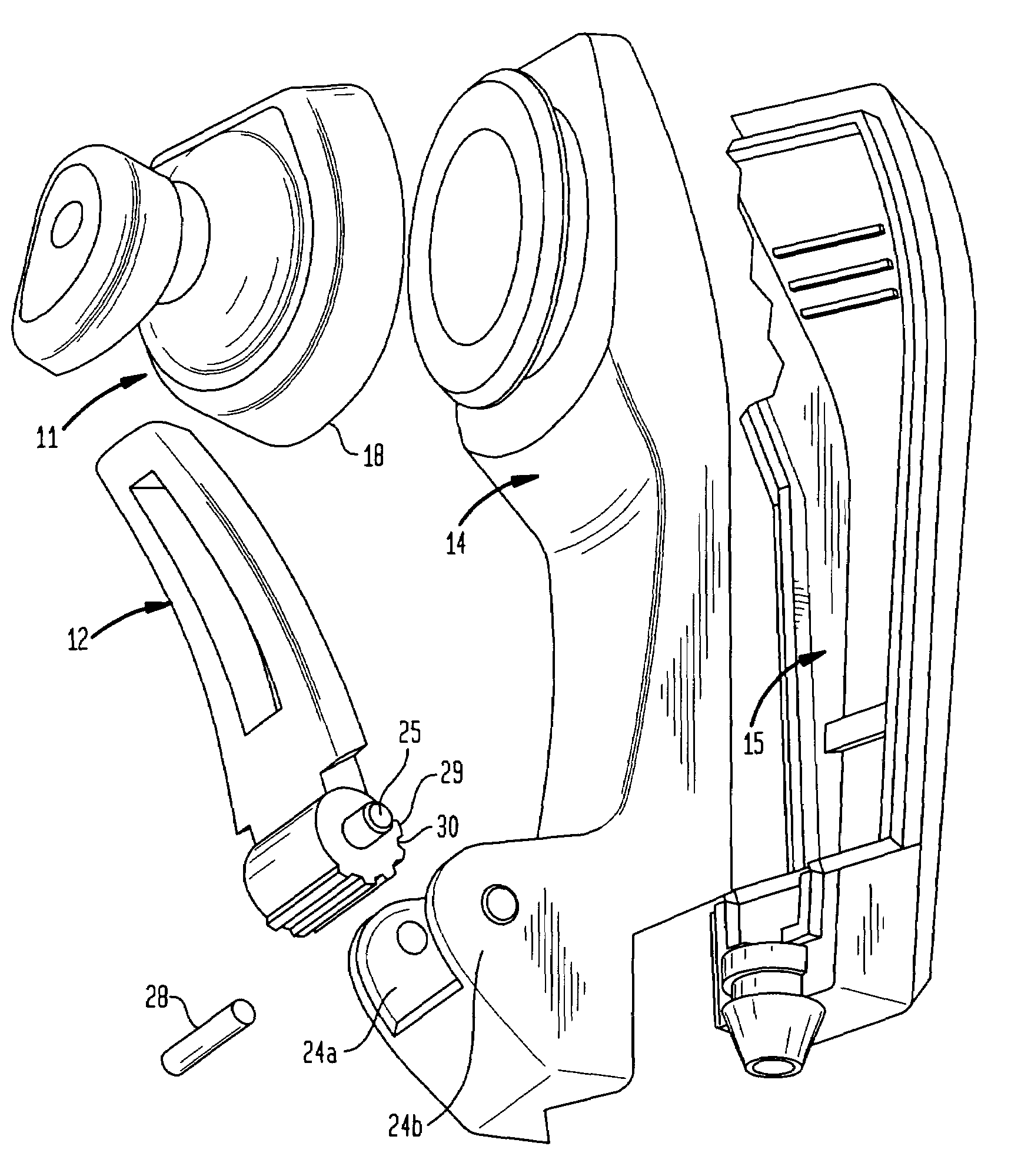 Ear mounting assembly for electronic component