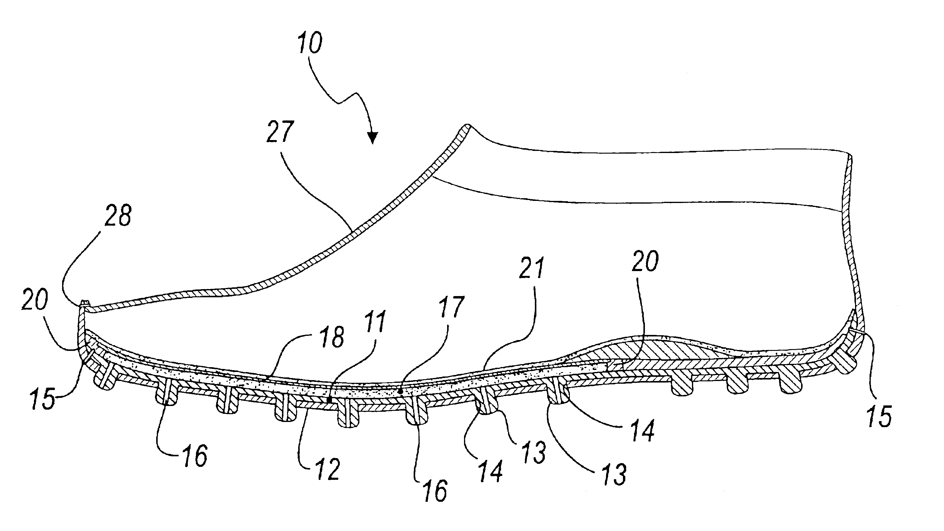 Shoe with permeable and breathable upper that covers at least partially an impermeable sole that is rendered breathable