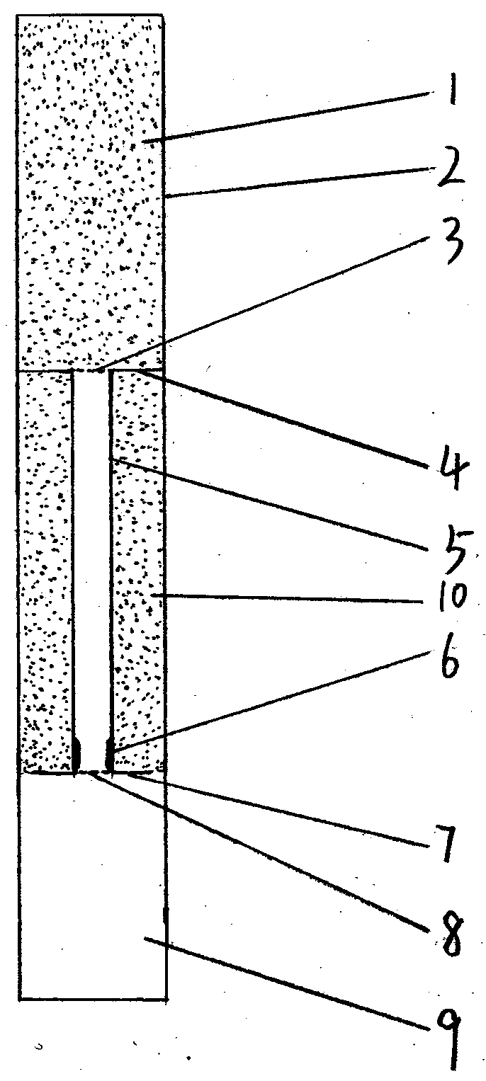 Two-section semi-hollow cigarette preventing lower half tobacco shreds from taste change caused by fumigation