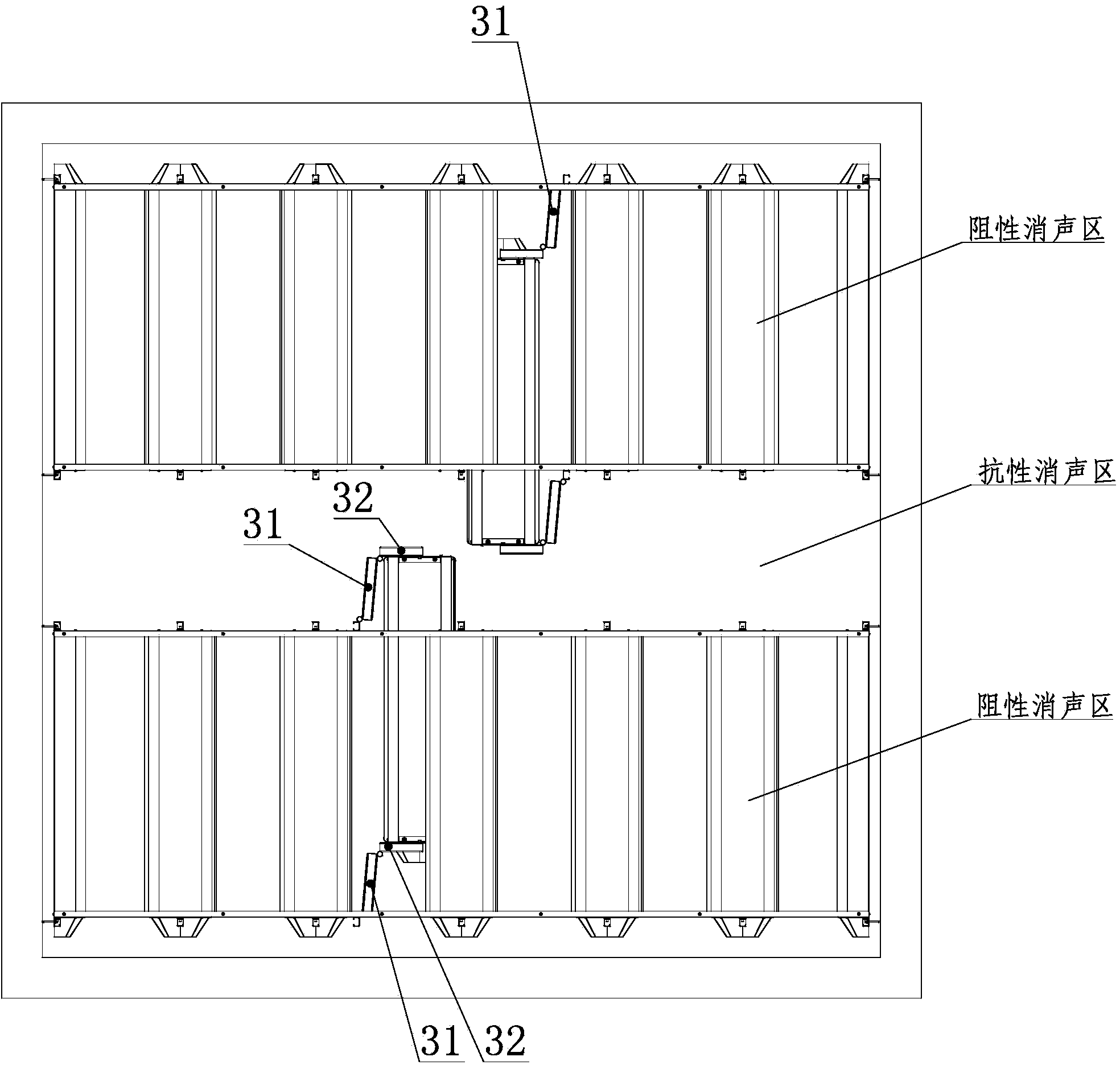 Combined type array impedance recombination silencer