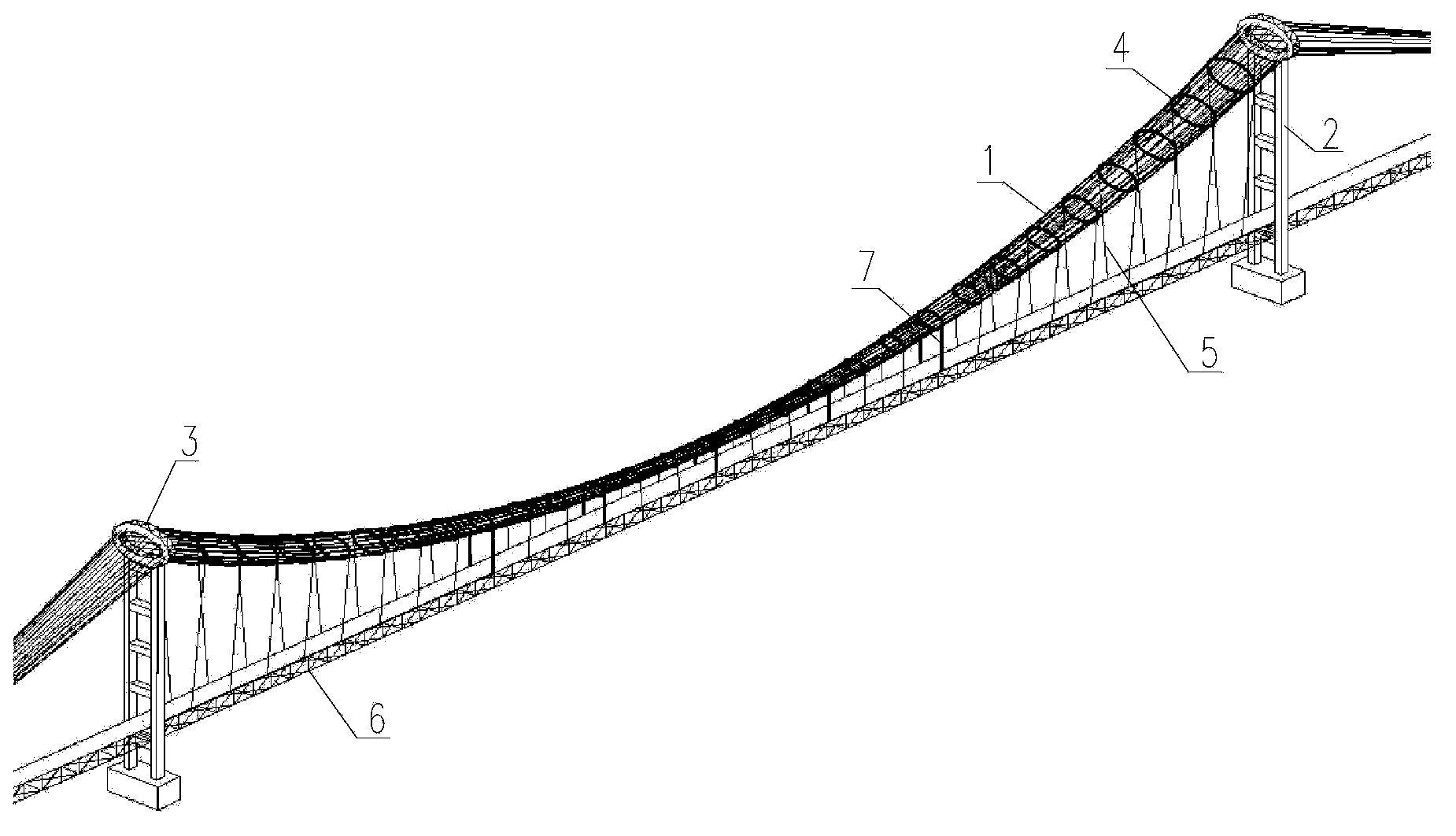 Extra-large-span suspension bridge with single-leaf hyperboloid space cable network main cable and its construction method
