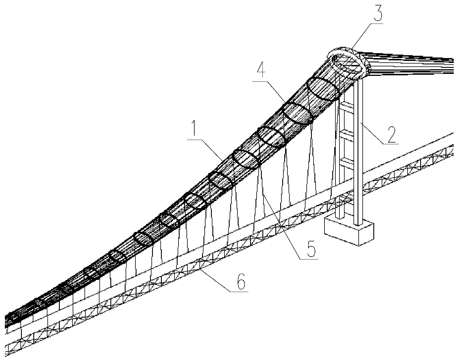 Extra-large-span suspension bridge with single-leaf hyperboloid space cable network main cable and its construction method
