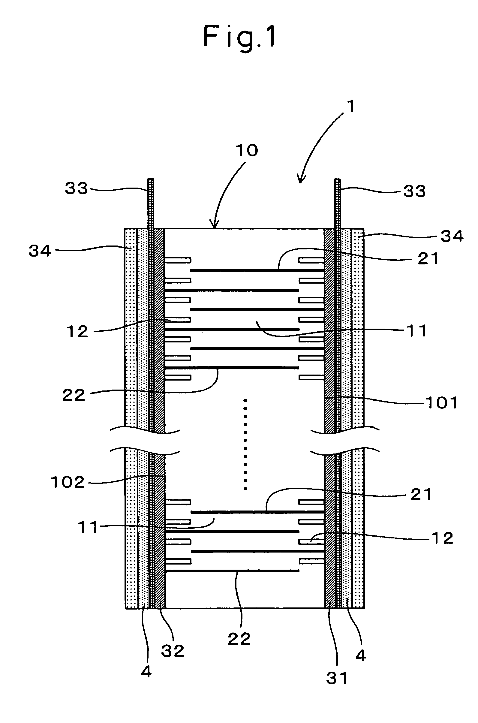 Stacked piezoelectric element, production method thereof and electrically conducting adhesive