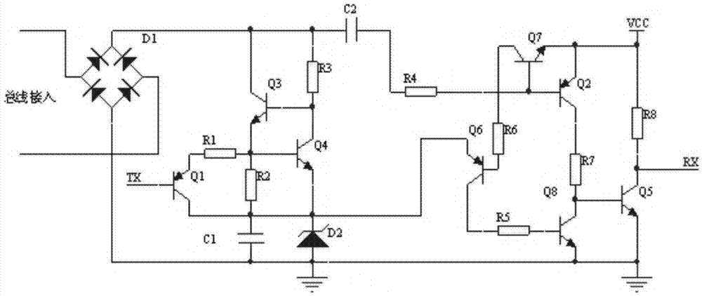 Micro-power-consumption M-bus slave end circuit for intelligent instrument communication and communication method thereof