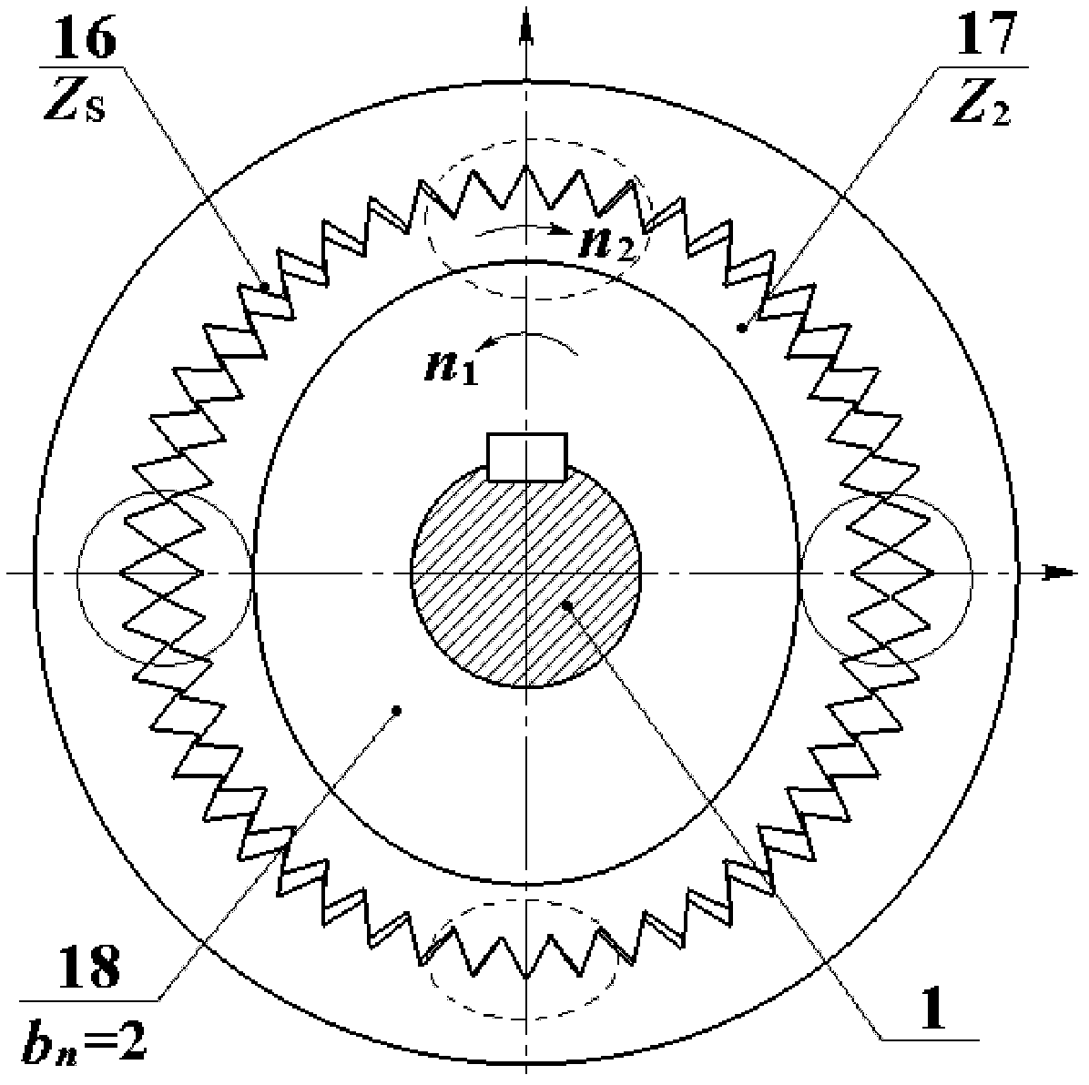 Small-range magnetic conductance harmonic type magnetic gear pair of radial magnetic field