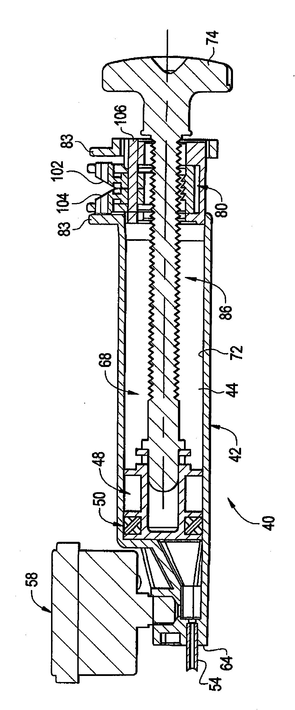 Actuating mechanism for fluid displacement and pressurizing device