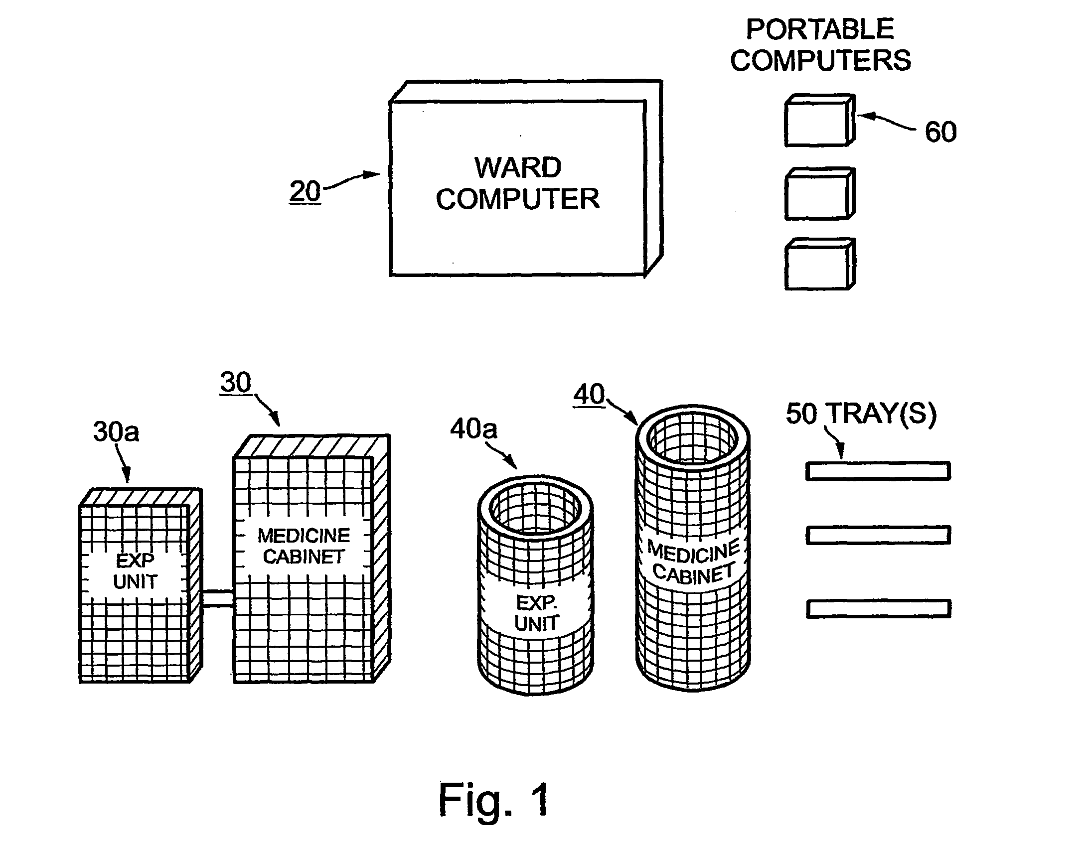 Medication dispensing system including medicine cabinet and tray therefor