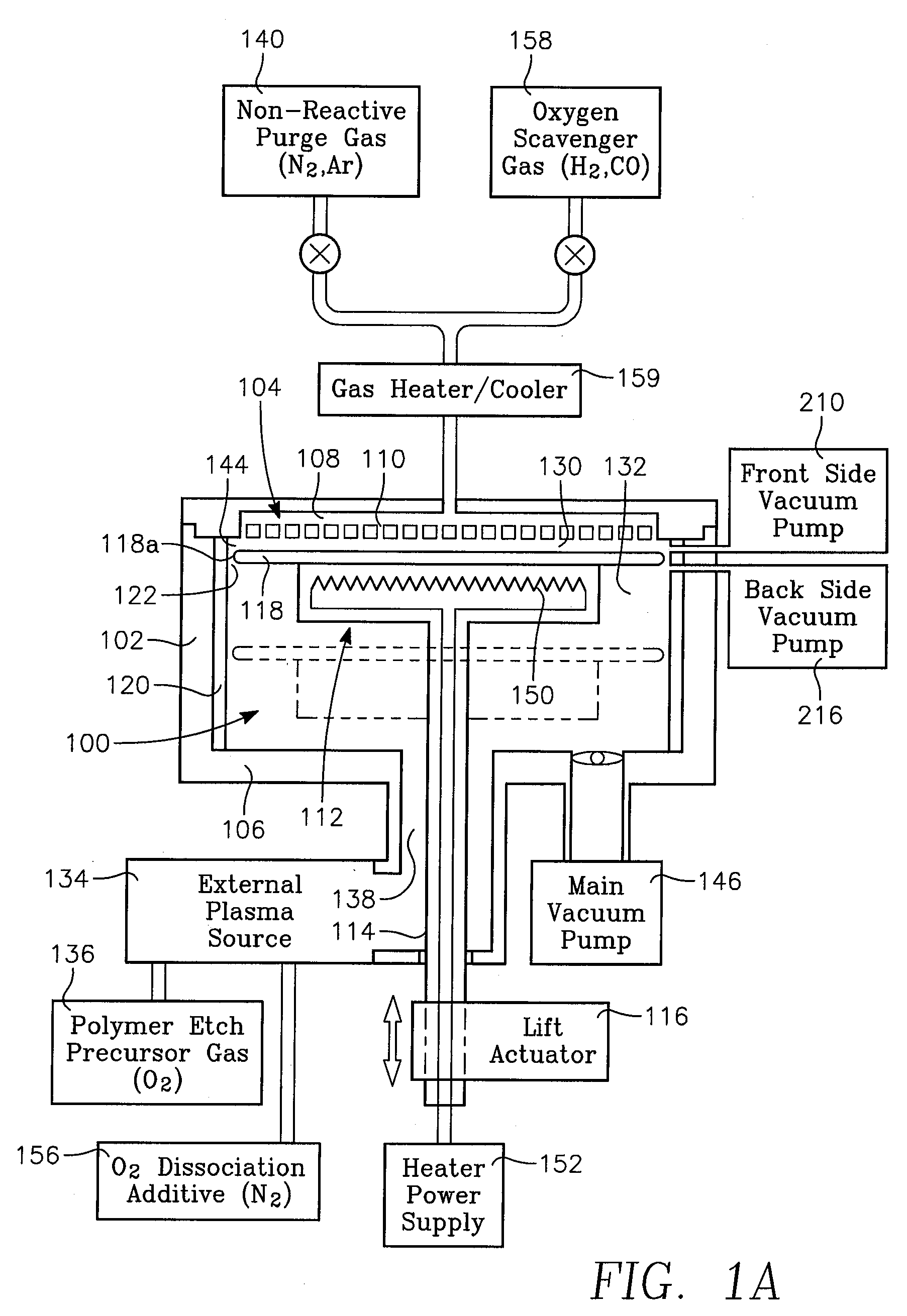 Reactor for wafer backside polymer removal using plasma products in a lower process zone and purge gases in an upper process zone