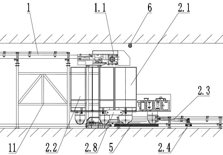 Coal mine underground movable type material storage system and method