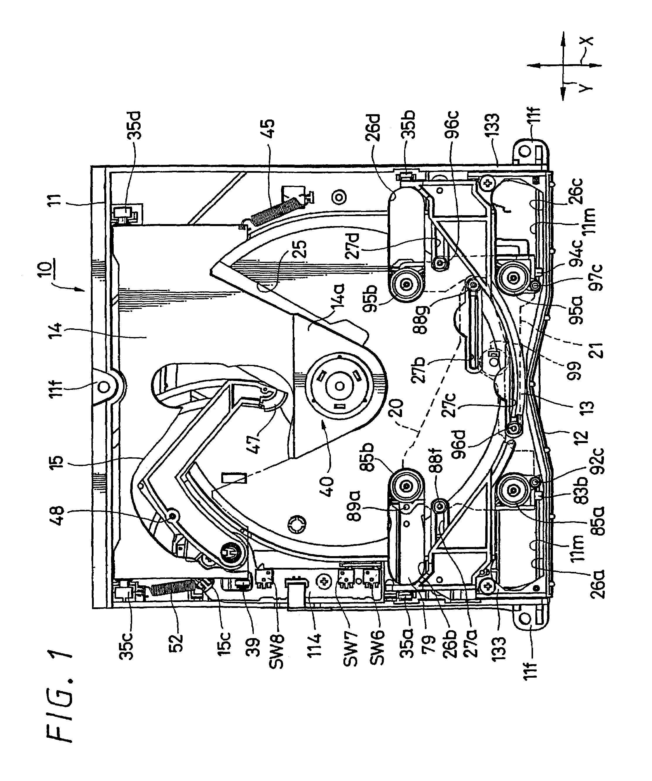 Disk recording and/or reproducing device apparatus including a pair of transport rollers, with at least one fixed transport roller