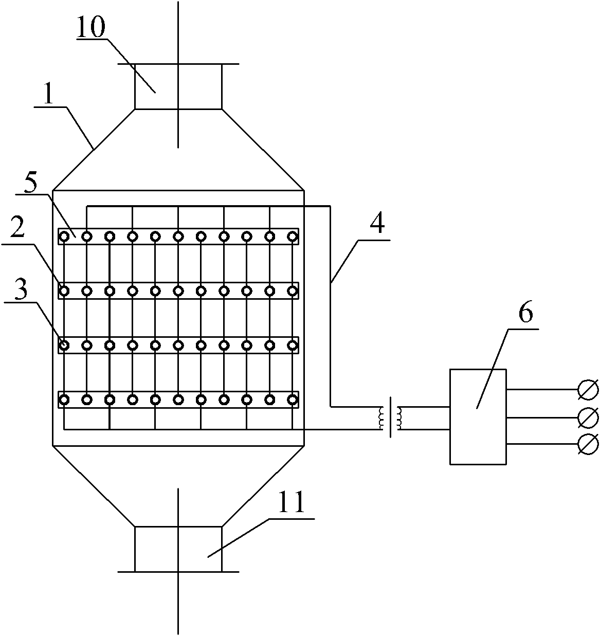 Matrix type dielectric barrier discharge plasma odor processing device