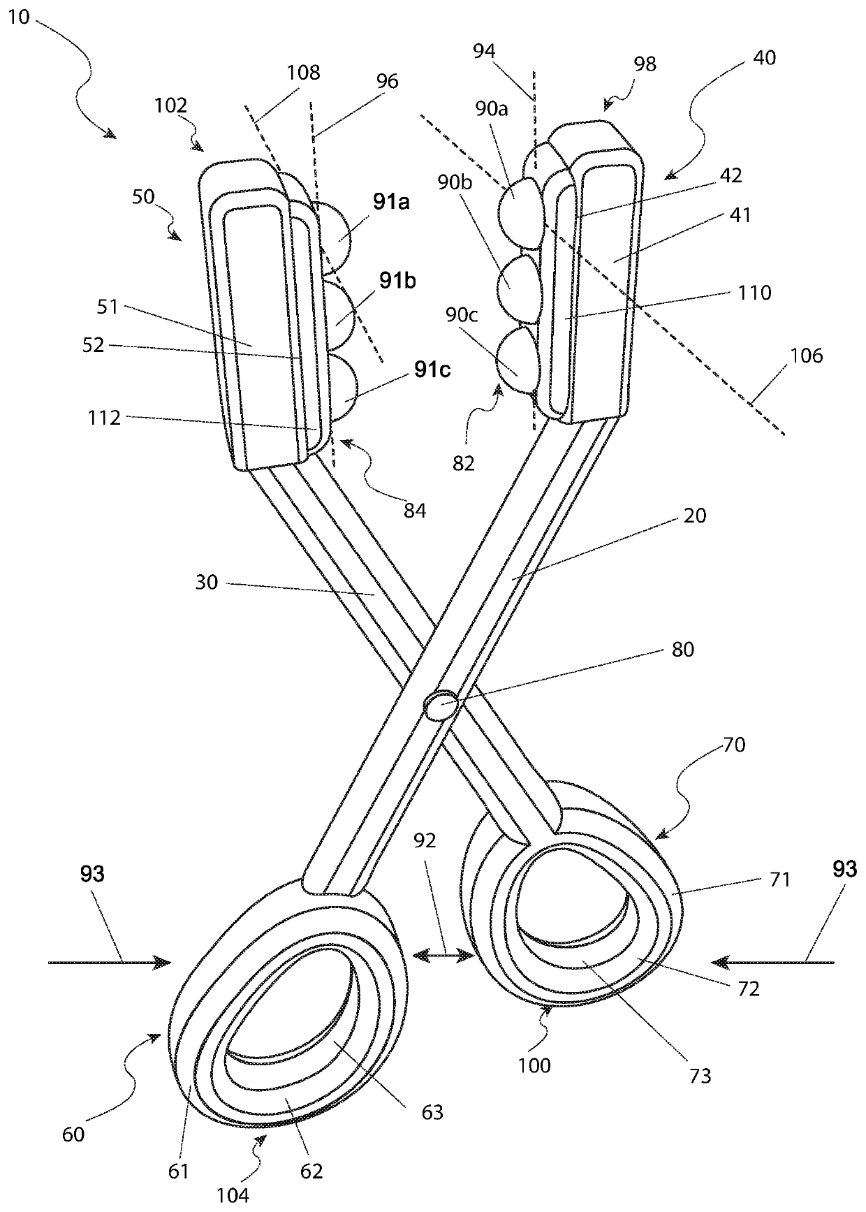 Foot massaging device with first and second handle assemblies