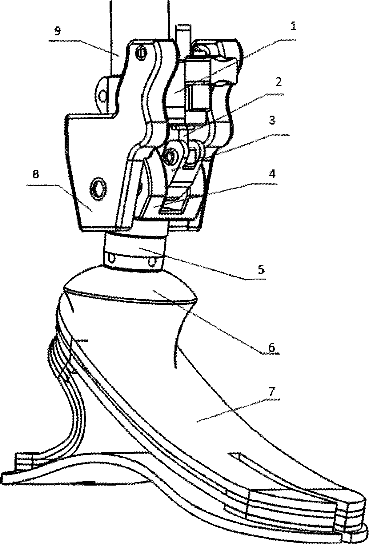 Hydraulic locking device of ankle joint of artificial foot with adjustable heel height