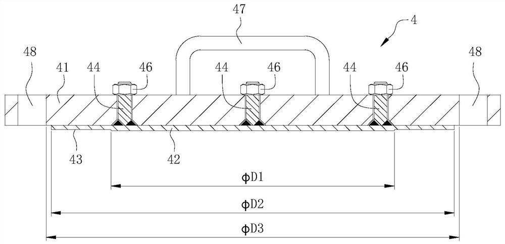 Lining flange cover and nozzle connection structure