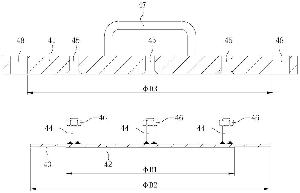 Lining flange cover and nozzle connection structure