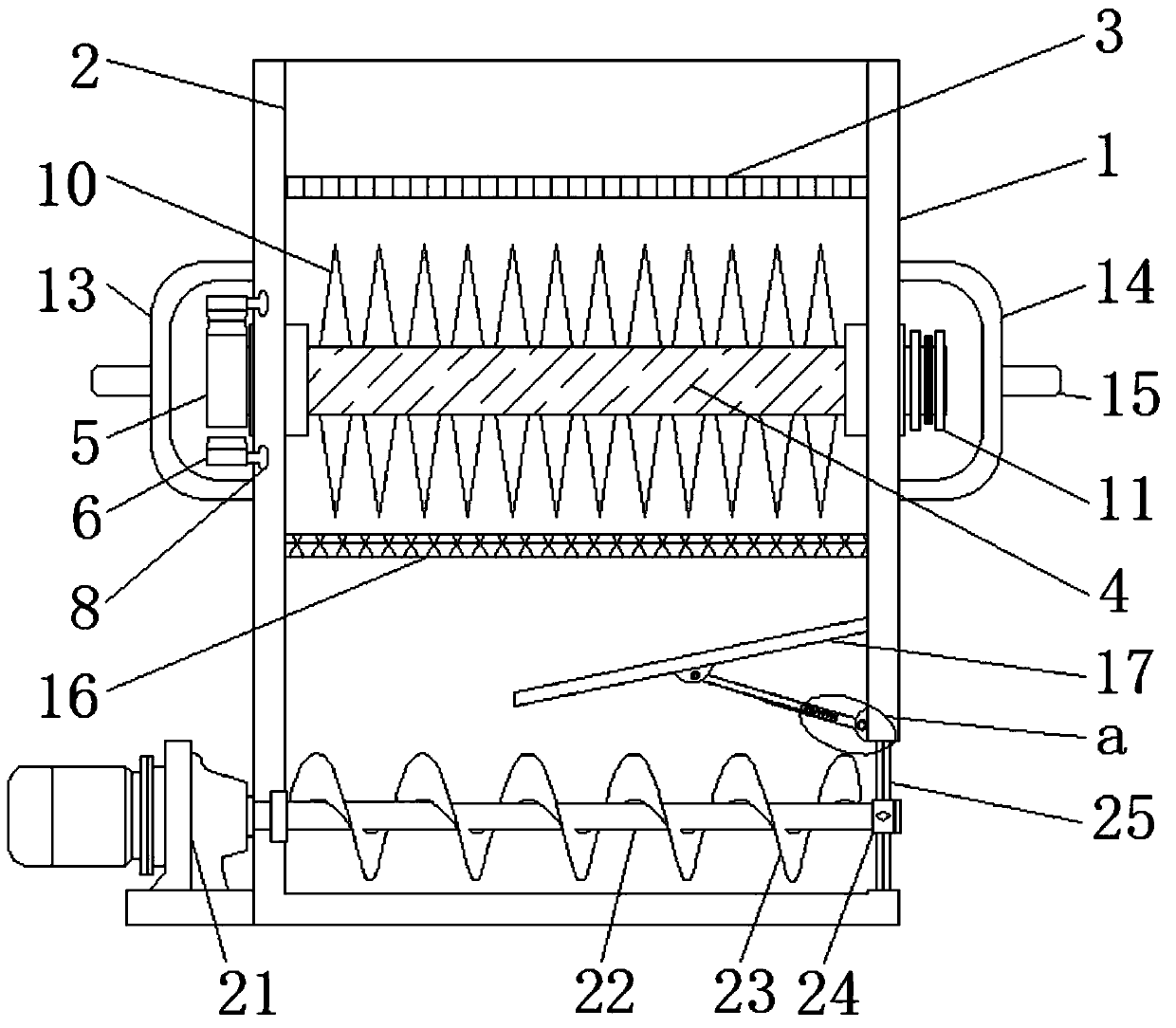 Aquatic feed crushing and mixing device convenient to discharge