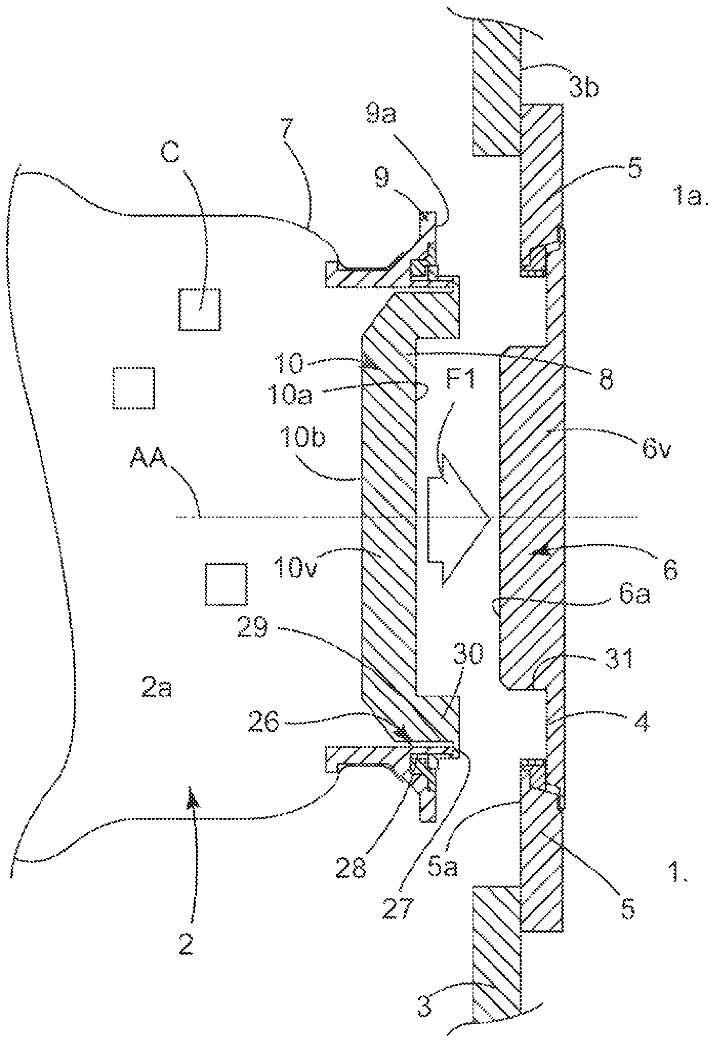 Improvements to the tight connection and tight transfer between two housings in view of an aseptic transfer therebetween