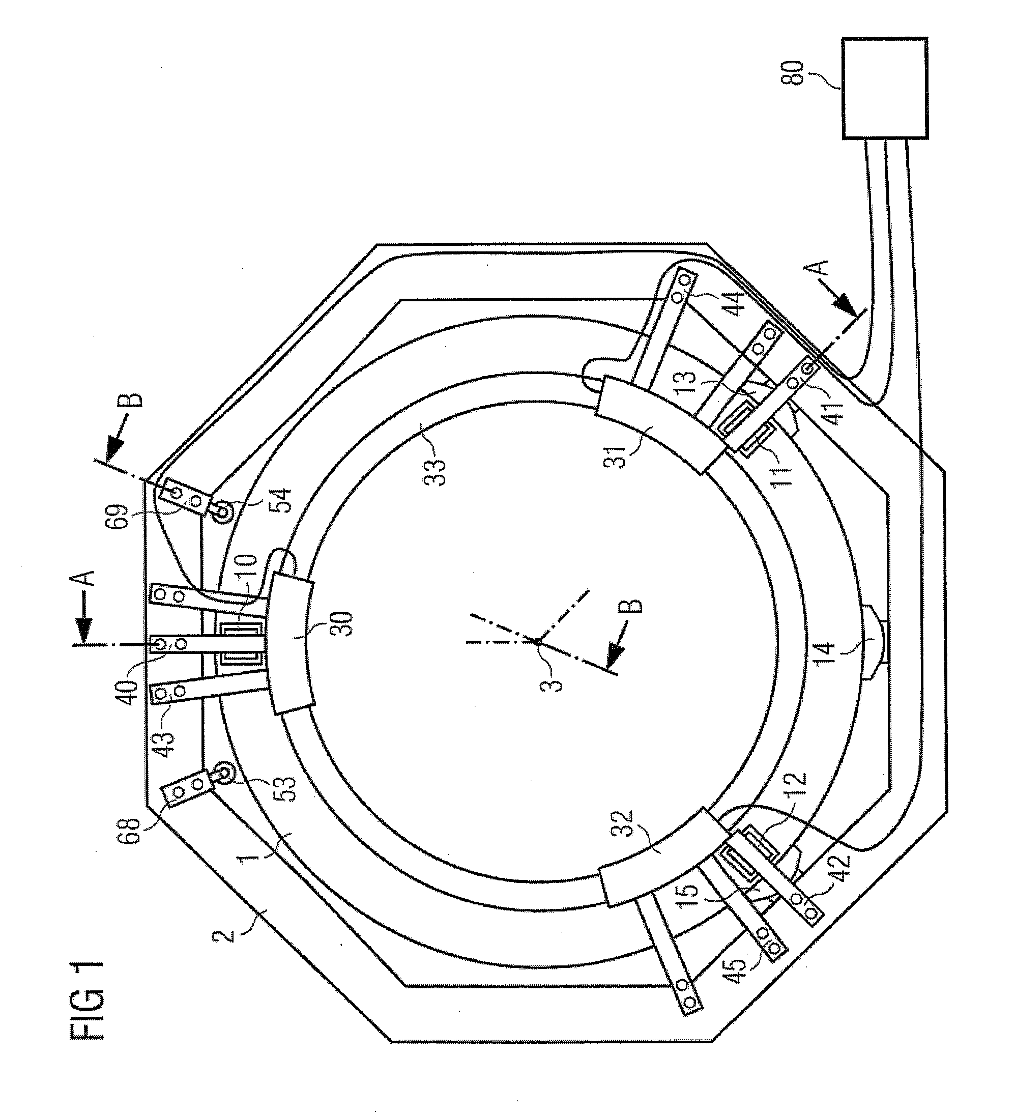 Ct scanner gantry with aerostatic bearing and segmented ring motor