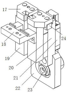 Double-rocker-arm cutting-off mechanism for braiding connecting piece of circulator plastic package shell