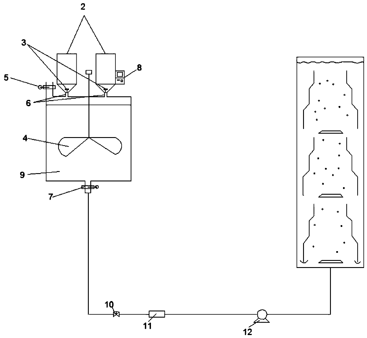 Central air lift of multi-section vertical variable diameter guide cylinder