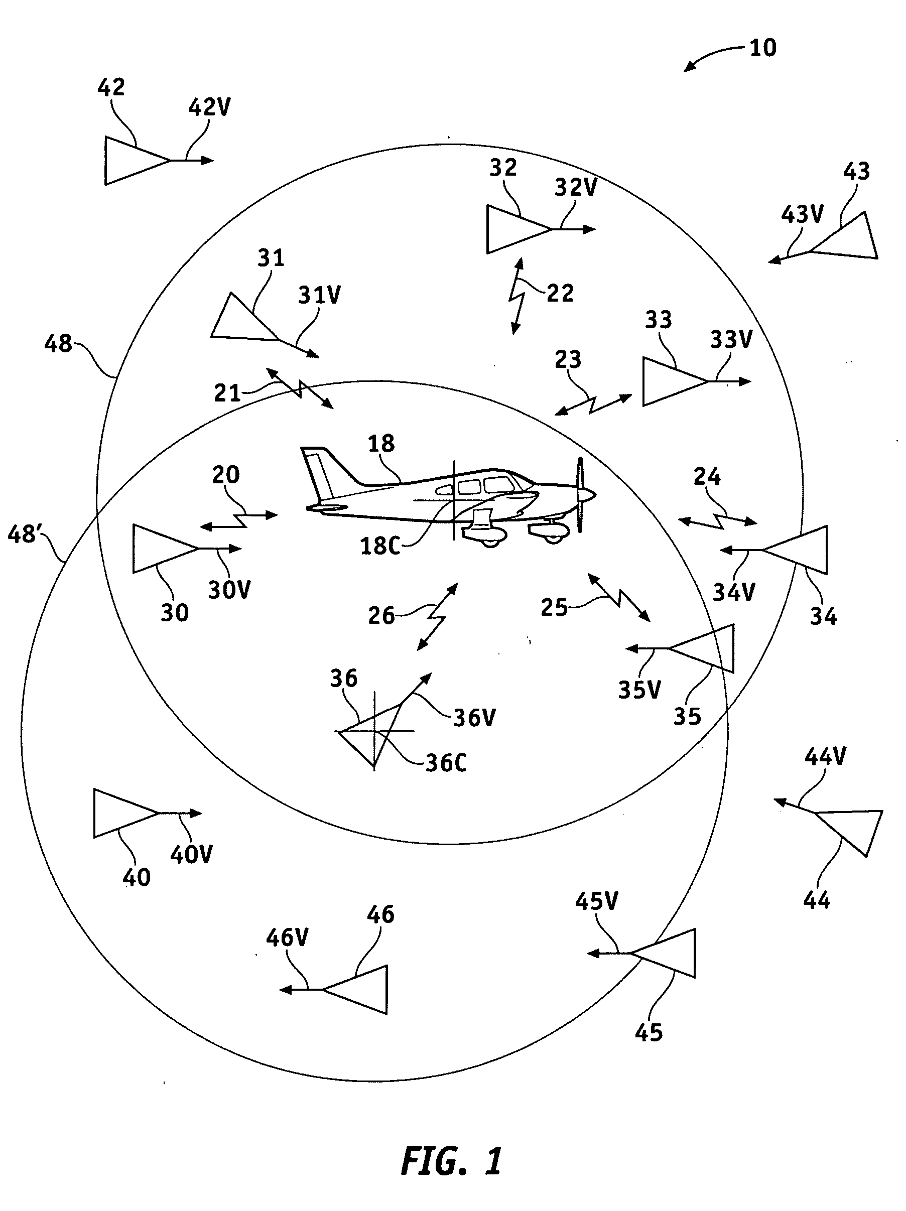 Aircraft traffic warning system using an ad-hoc radio network