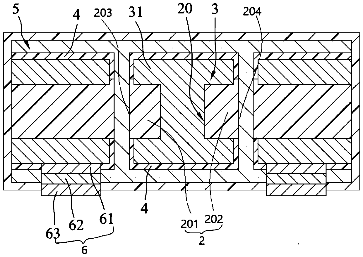 Inductance component with down-lead electrode and processing method thereof