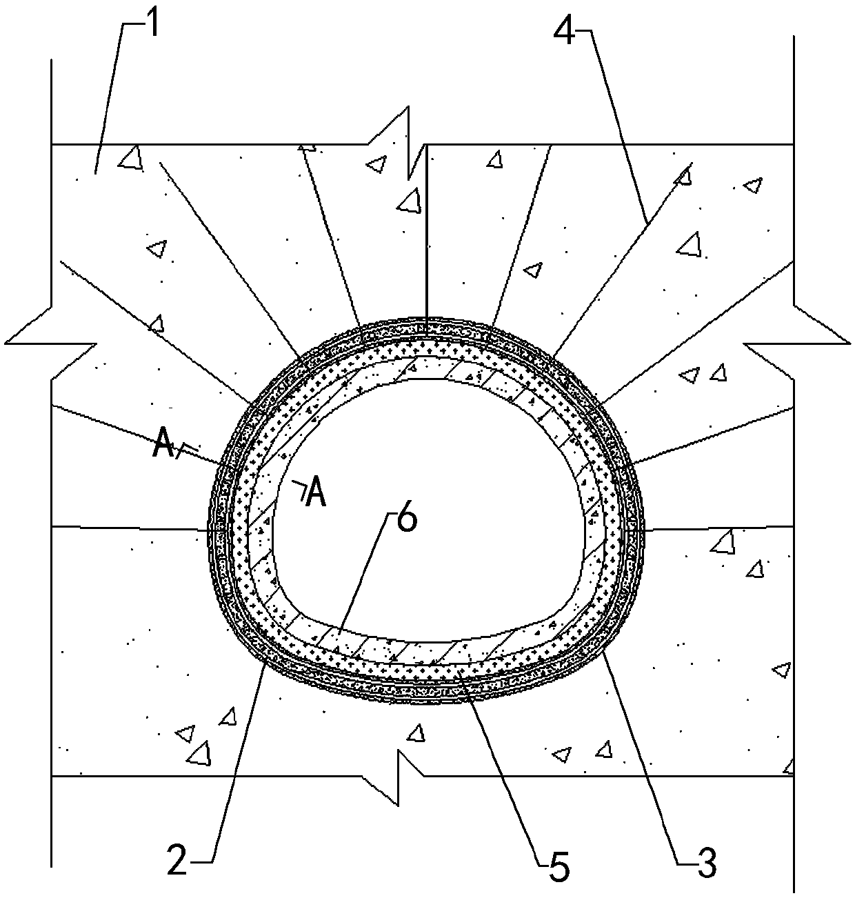 High ground stress soft rock tunnel supporting structure system and construction method thereof